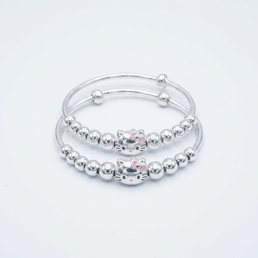 Little Kitty Pure Silver Kids Kada