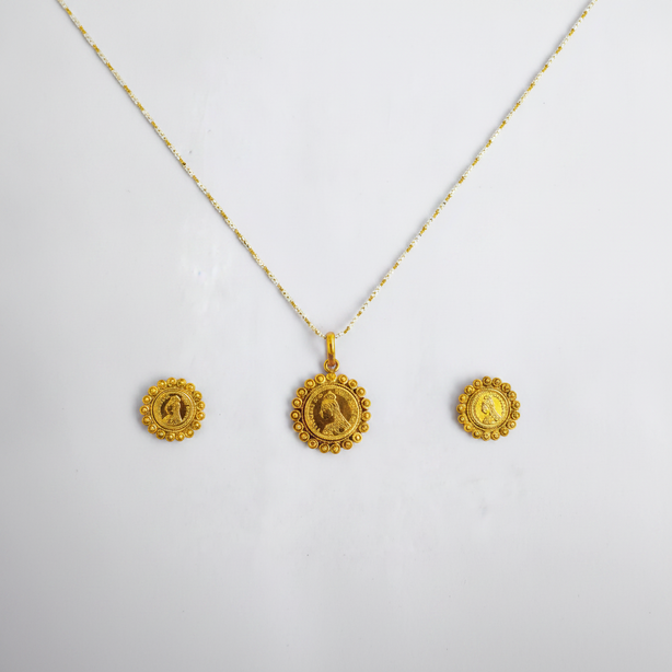 Rajvi Coin Grace – Gold-Plated Silver Pendant & Earrings Set