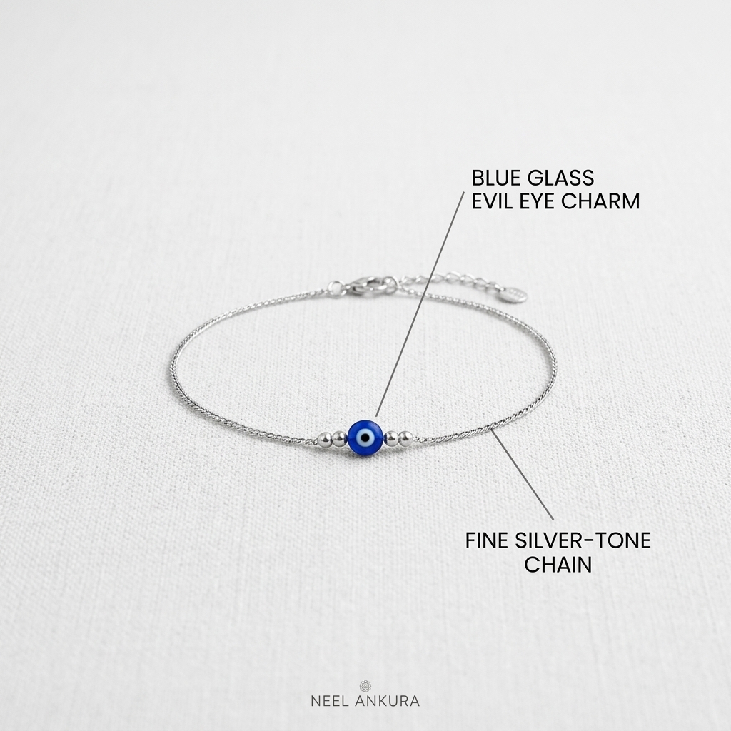 Neel Ankura” Evil Eye Silver Anklet
