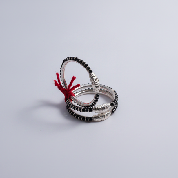 Pure Silver Oxidised Kids Kada – Pair