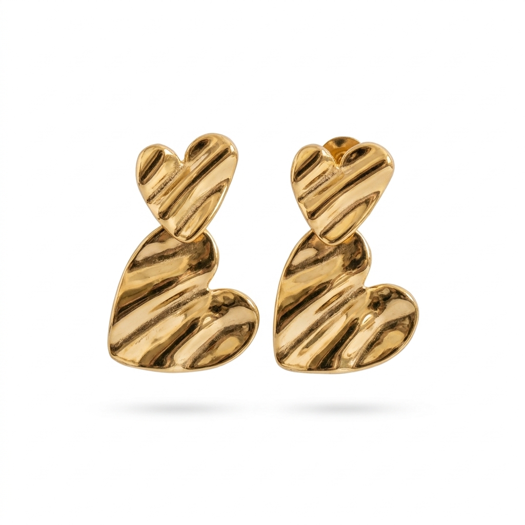 Liquid Gold Heart Statement Earrings