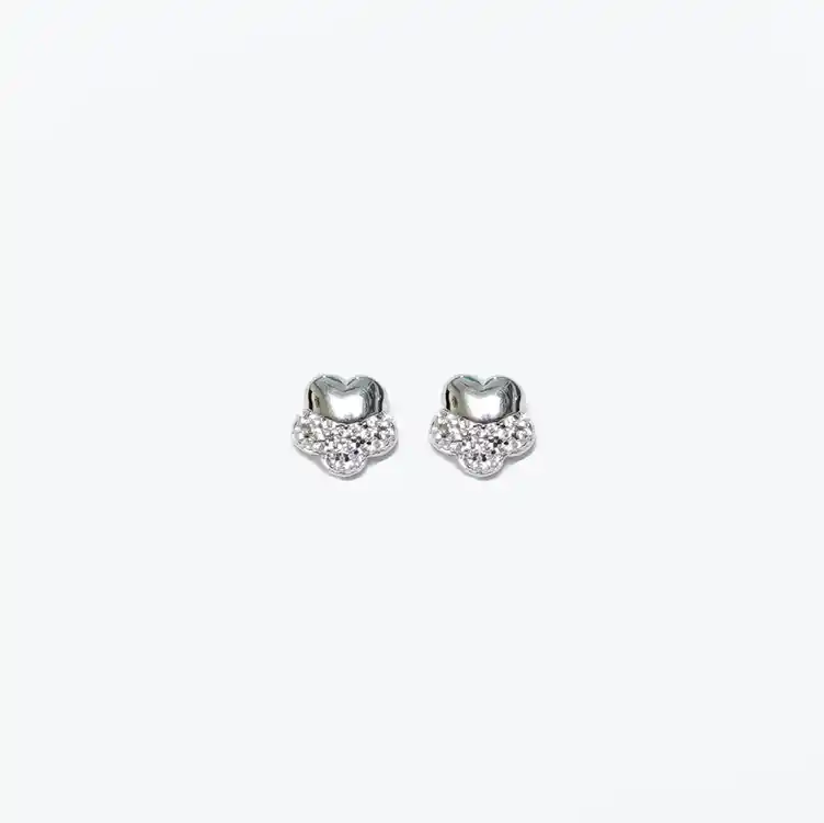 Silver Bloom Heart Studs